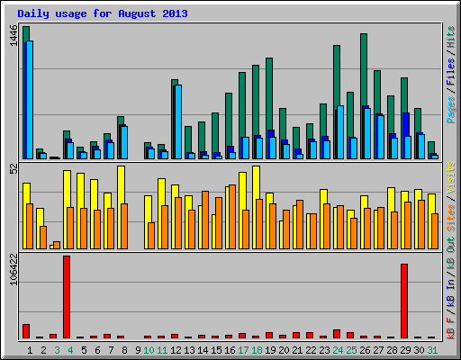 Daily usage for August 2013