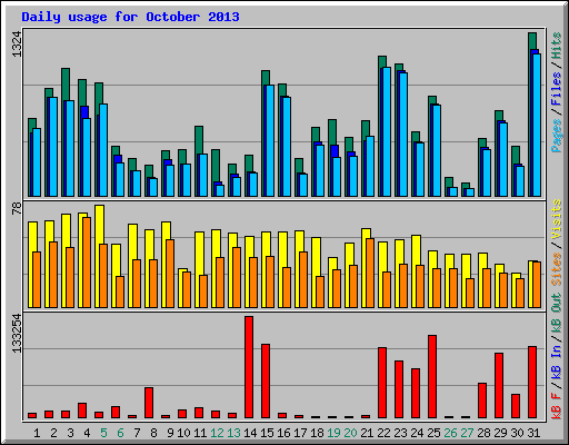 Daily usage for October 2013