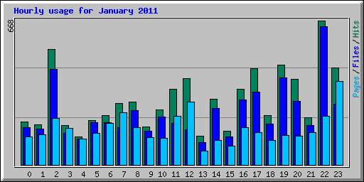 Hourly usage for January 2011