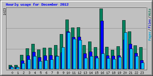 Hourly usage for December 2012