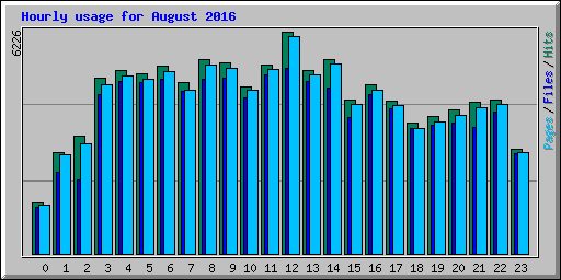 Hourly usage for August 2016